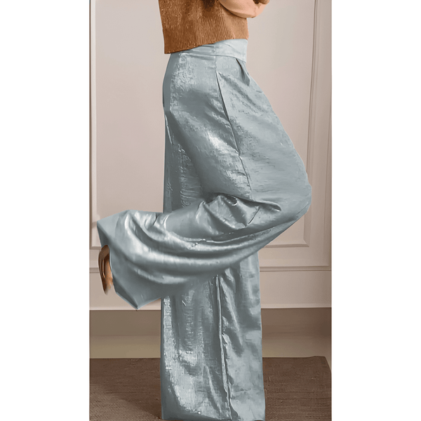 Dambyxa | Hög Midja Vida Ben | Metallisk Look & Bekväm Passform | Polyester