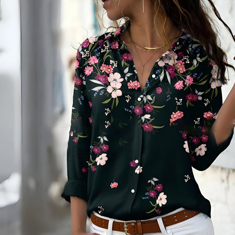 Mönstrad Blus Dam | Avslappnad Passform | Modern Elegans | Polyester