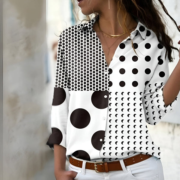 Mönstrad Blus Dam | Avslappnad Passform | Modern Elegans | Polyester
