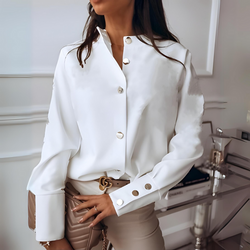 Skjorta Dam | Avslappnad Passform & Eleganta Detaljer | Smickrande Vardagsstil | Bomstickad struktursblandning