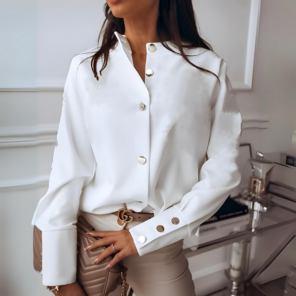 Skjorta Dam | Avslappnad Passform & Eleganta Detaljer | Smickrande Vardagsstil | Bomstickad struktursblandning