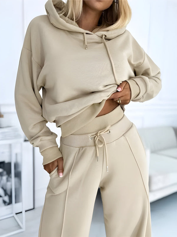 Set Dam Hoodie & Byxor | Mjuk Komfort | Mångsidig Elegans | Polyester