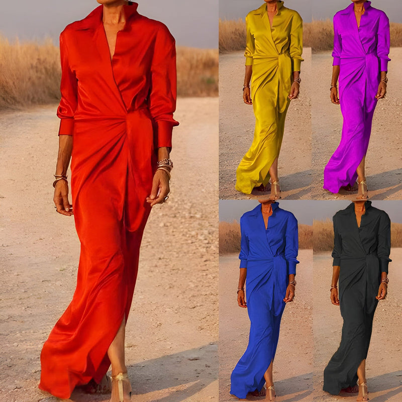 Elegant Maxiklänning Dam | Tidlös Stil | Figursmickrande Passform | Polyester