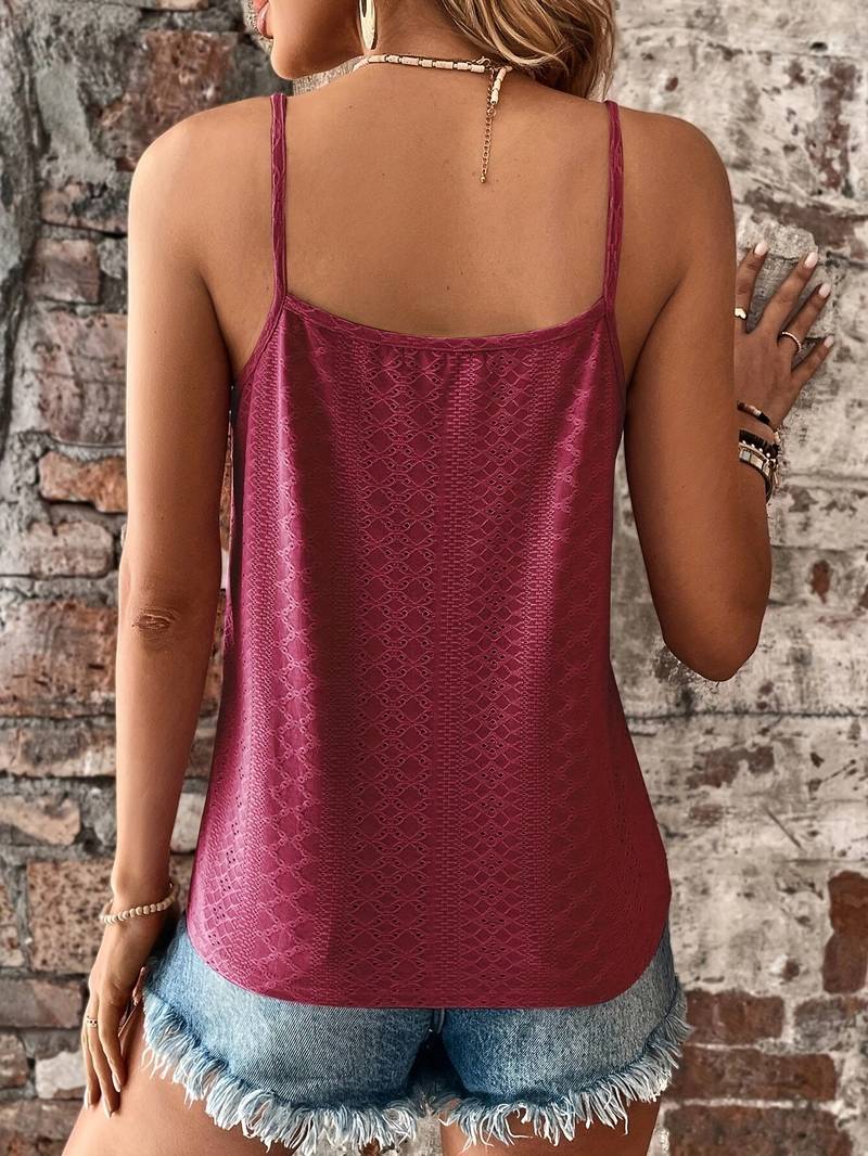 Sommartopp Dam | Broderidetaljer | Elegant V-ringning | Lätt & Stilren | Polyester
