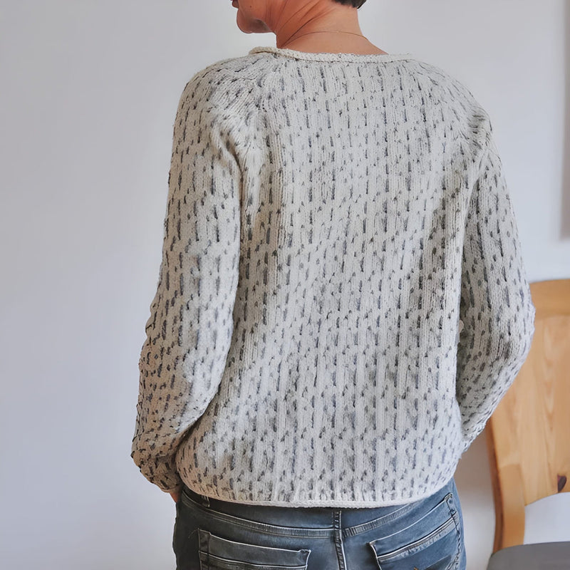 Stickad Tröja Dam | Båtringning | Lös Passform | Vardaglig & Klassisk | Polyester