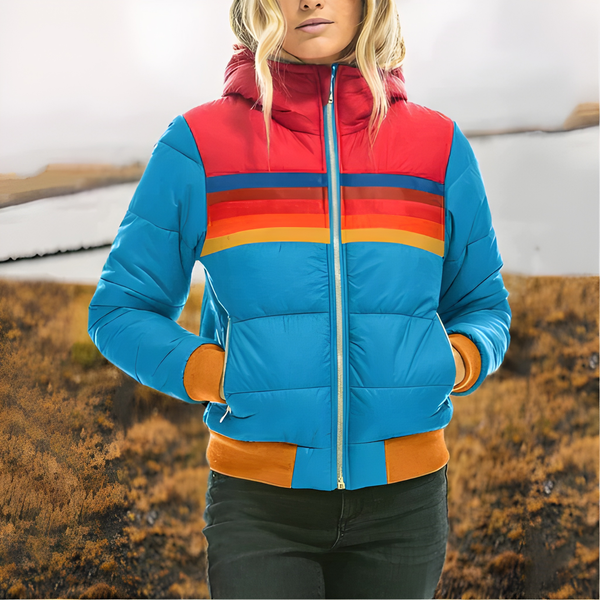 Vinterjacka för Dam | Vindskyddande Design | Dragkedja & Fickor | Bomstickad struktur-Polyester