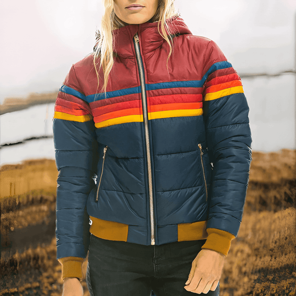 Vinterjacka för Dam | Vindskyddande Design | Dragkedja & Fickor | Bomstickad struktur-Polyester