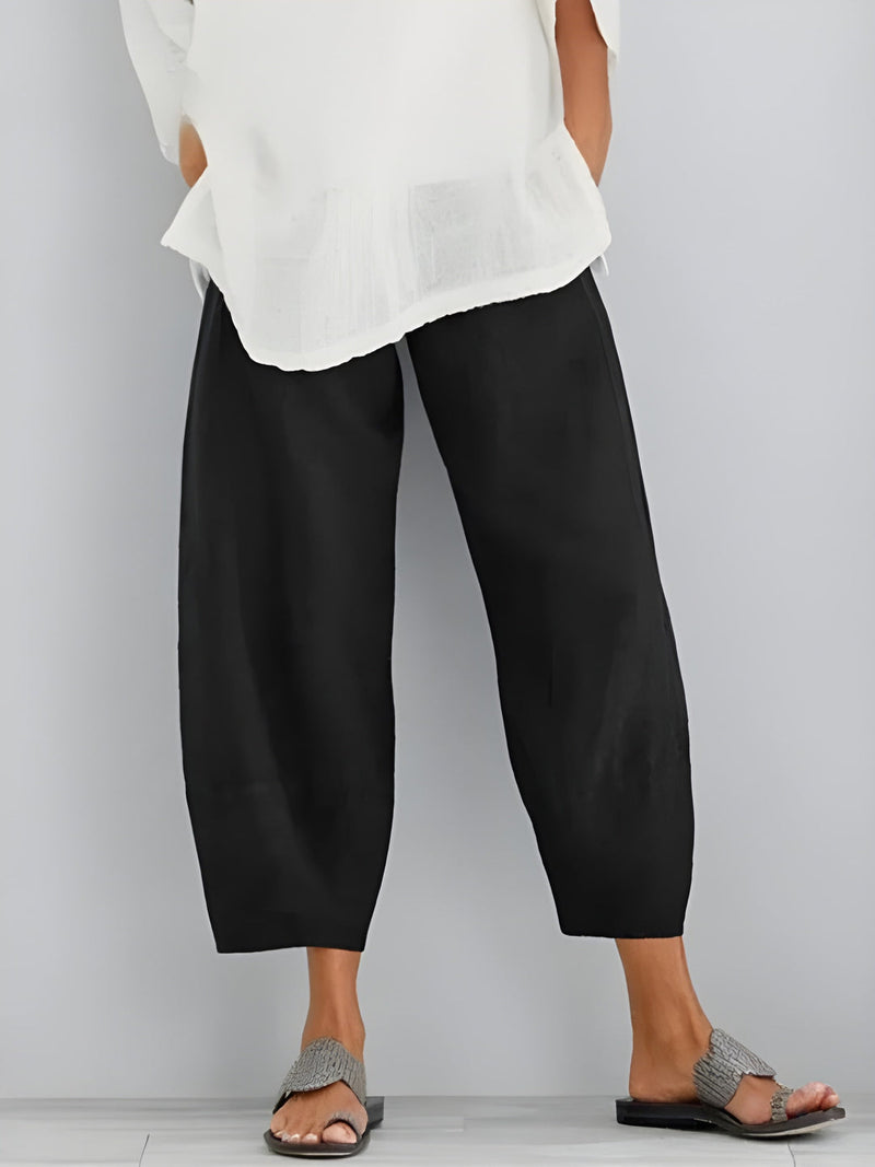 Byxa Dam | Vida Ben i Avslappnad Stil | Blandade Fickor & Rak Passform | Bomstickad struktur-Polyester
