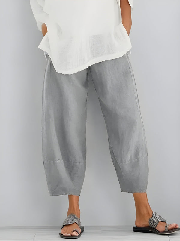 Byxa Dam | Vida Ben i Avslappnad Stil | Blandade Fickor & Rak Passform | Bomstickad struktur-Polyester