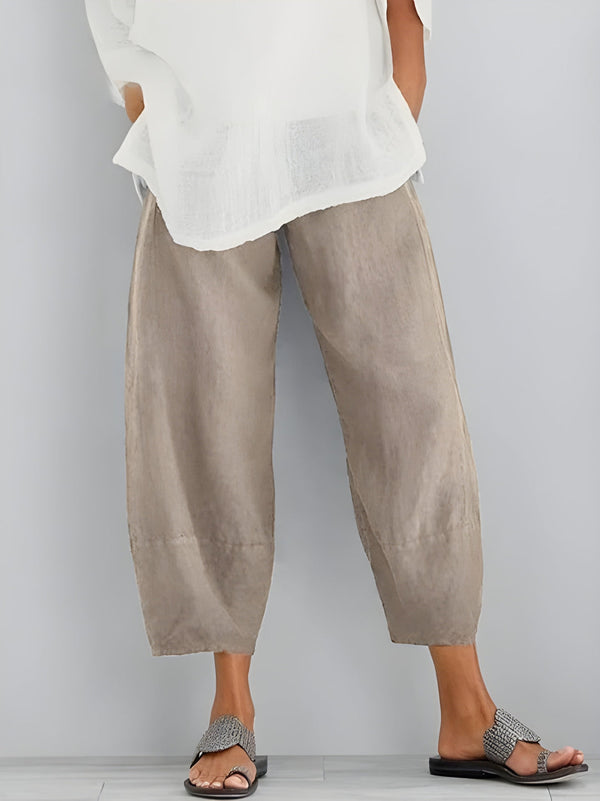Byxa Dam | Vida Ben i Avslappnad Stil | Blandade Fickor & Rak Passform | Bomstickad struktur-Polyester