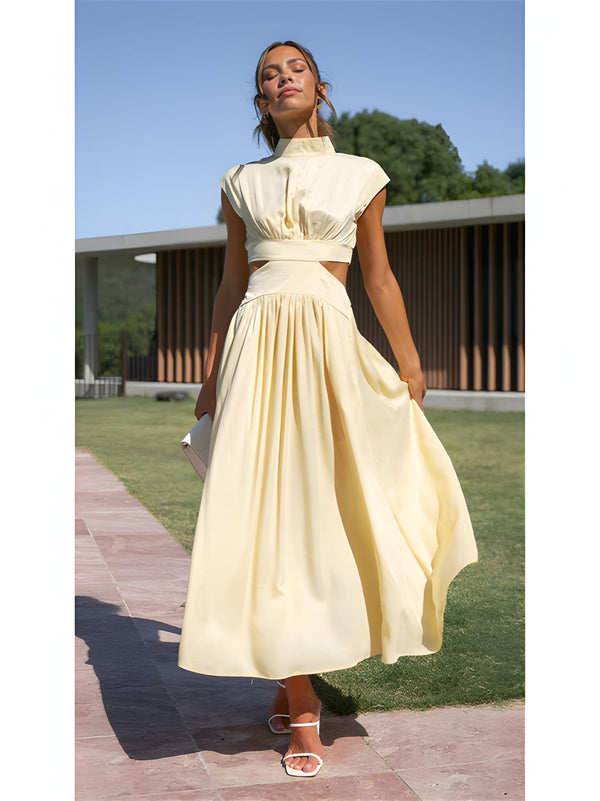 Maxiklänning Dam | Elegant Stil | Ärm- & Rygglös med Volangdetalj | Polyester