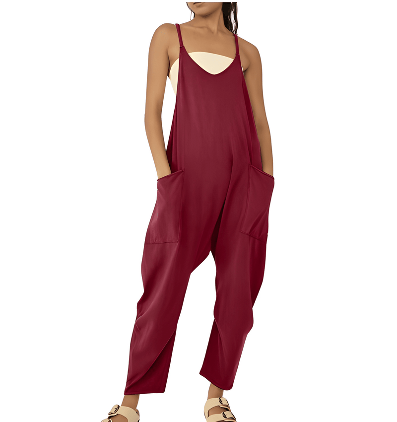Jumpsuit Dam | Streetwear Stil | One-Piece med Fickor | Stickad Polyester