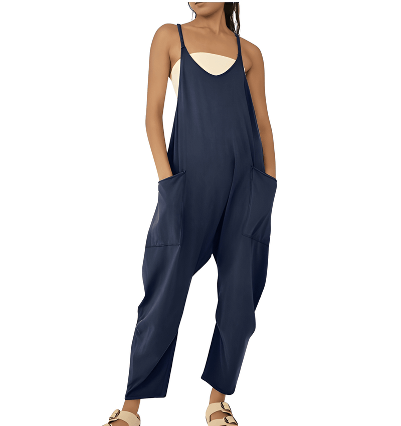 Jumpsuit Dam | Streetwear Stil | One-Piece med Fickor | Stickad Polyester