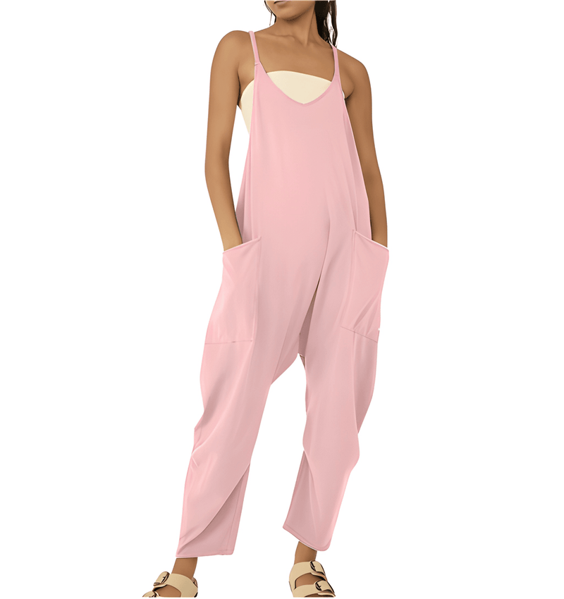 Jumpsuit Dam | Streetwear Stil | One-Piece med Fickor | Stickad Polyester