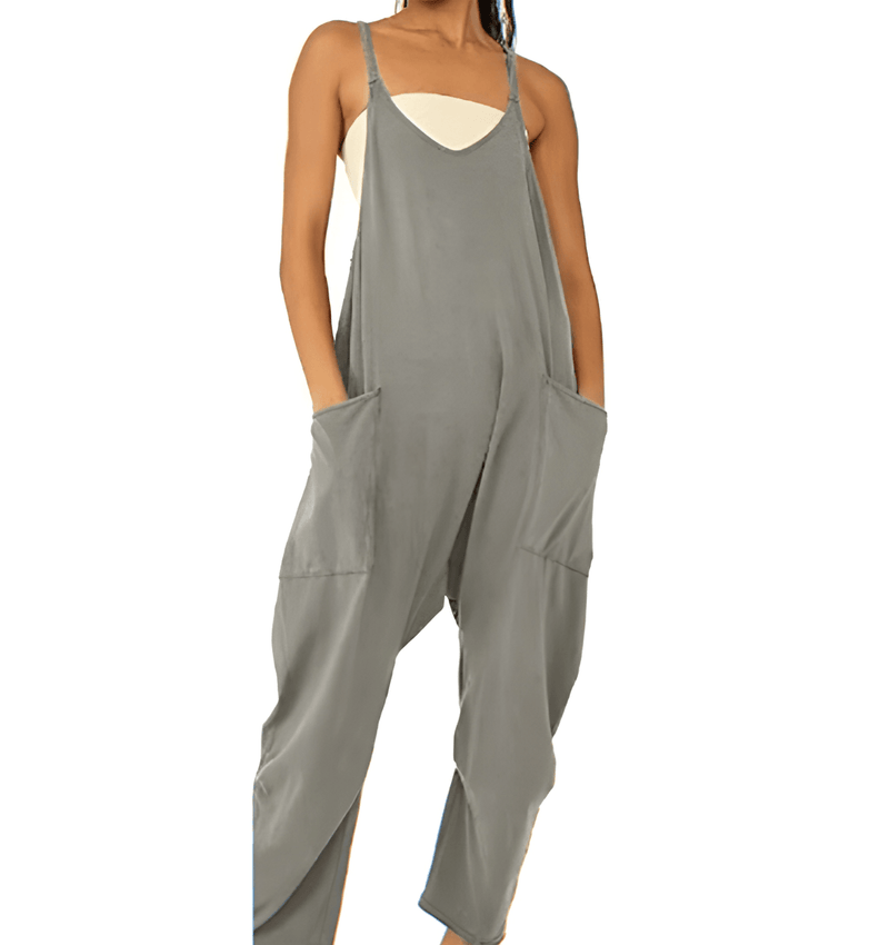 Jumpsuit Dam | Streetwear Stil | One-Piece med Fickor | Stickad Polyester