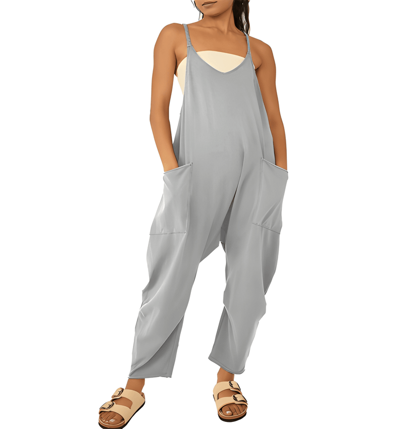 Jumpsuit Dam | Streetwear Stil | One-Piece med Fickor | Stickad Polyester