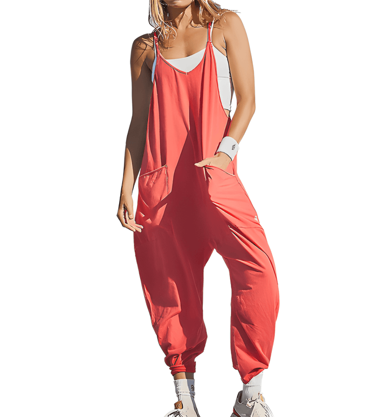 Jumpsuit Dam | Streetwear Stil | One-Piece med Fickor | Stickad Polyester