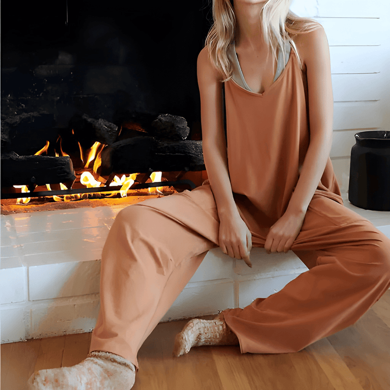 Jumpsuit Dam | Streetwear Stil | One-Piece med Fickor | Stickad Polyester