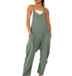 Jumpsuit Dam | Streetwear Stil | One-Piece med Fickor | Stickad Polyester