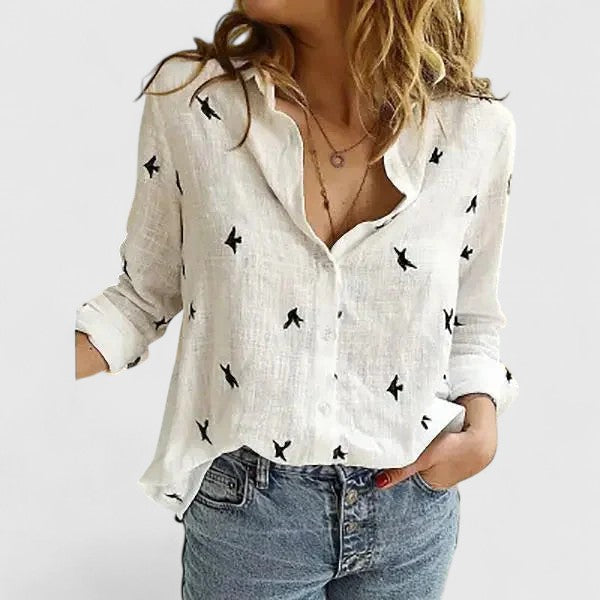 Dams Blus | Blommig | V-ringad | Sommar