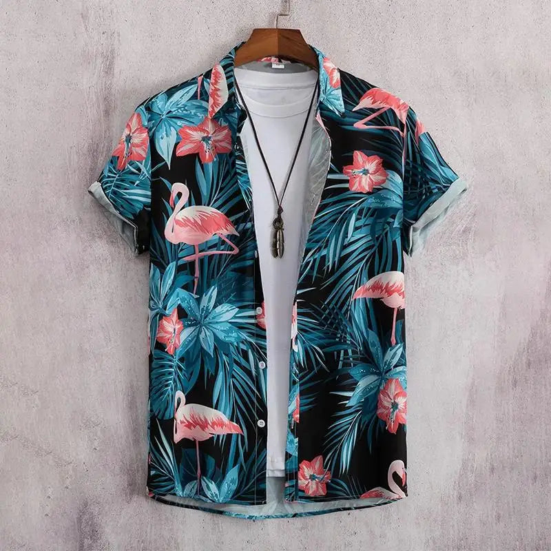 Herr Skjorta | Tropiskt blommönster | Resortstil | Sommar