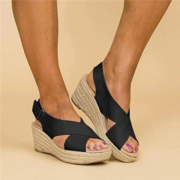 Dam Sandal | Komfortabel Kilklack | Öppen Tå | Sommar