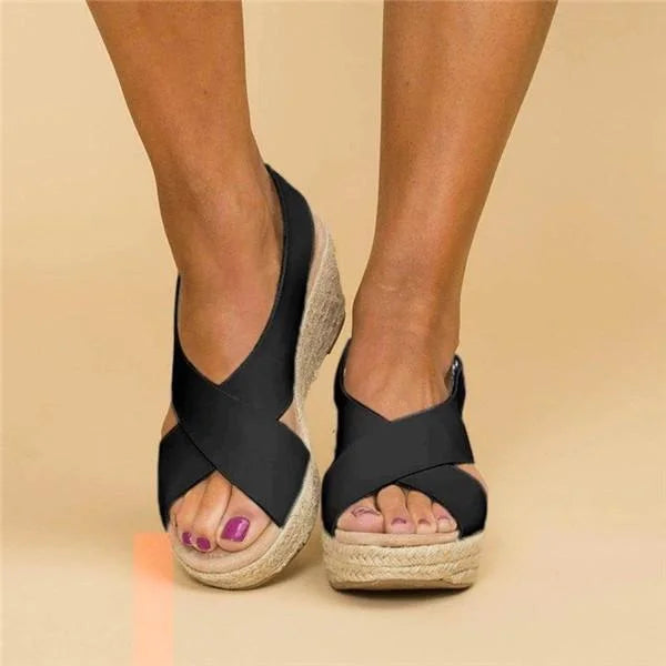 Dam Sandal | Komfortabel Kilklack | Öppen Tå | Sommar