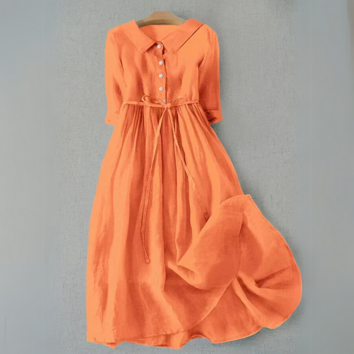 Dam Klänning | Midi Knäppning | Elegant | Sommar
