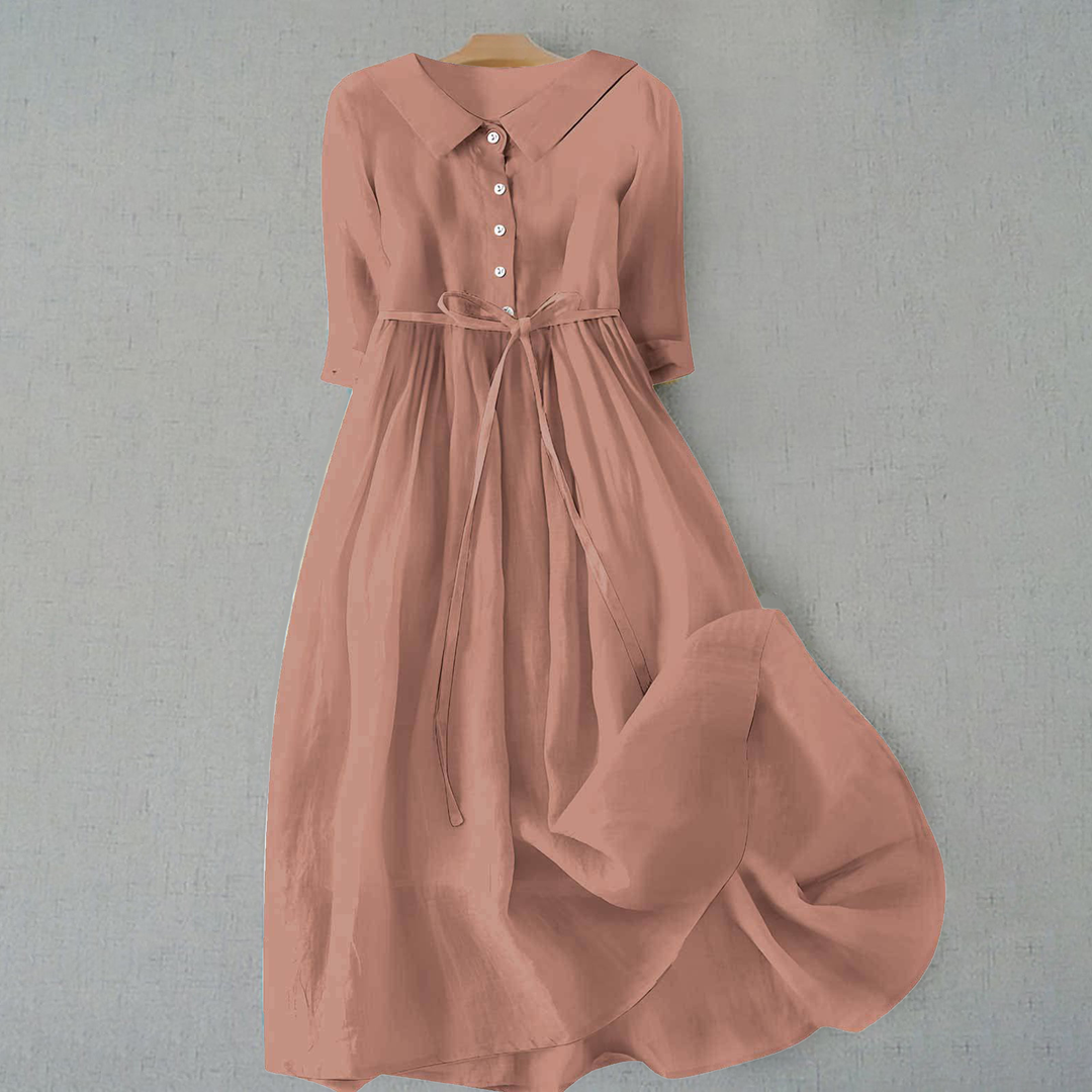 Dam Klänning | Midi Knäppning | Elegant | Sommar