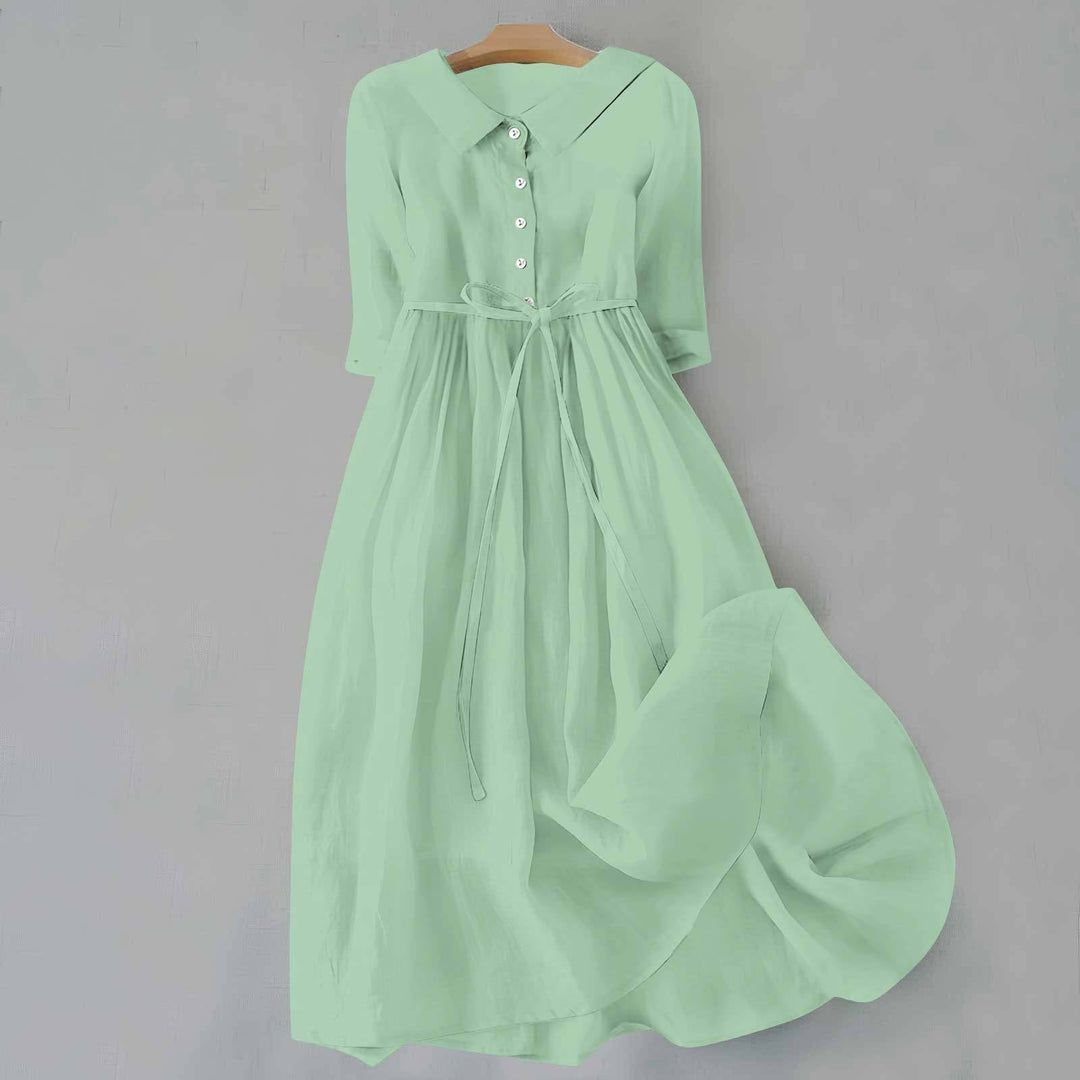 Dam Klänning | Midi Knäppning | Elegant | Sommar