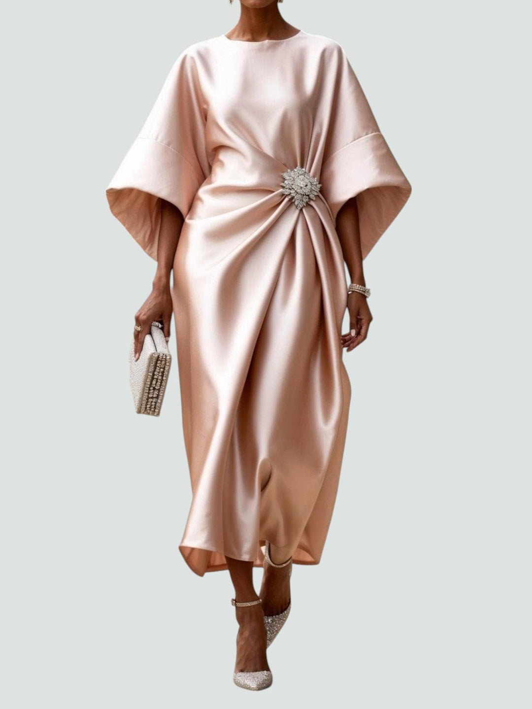 Dam Klänning | Lång Satin | Elegant | Sommar