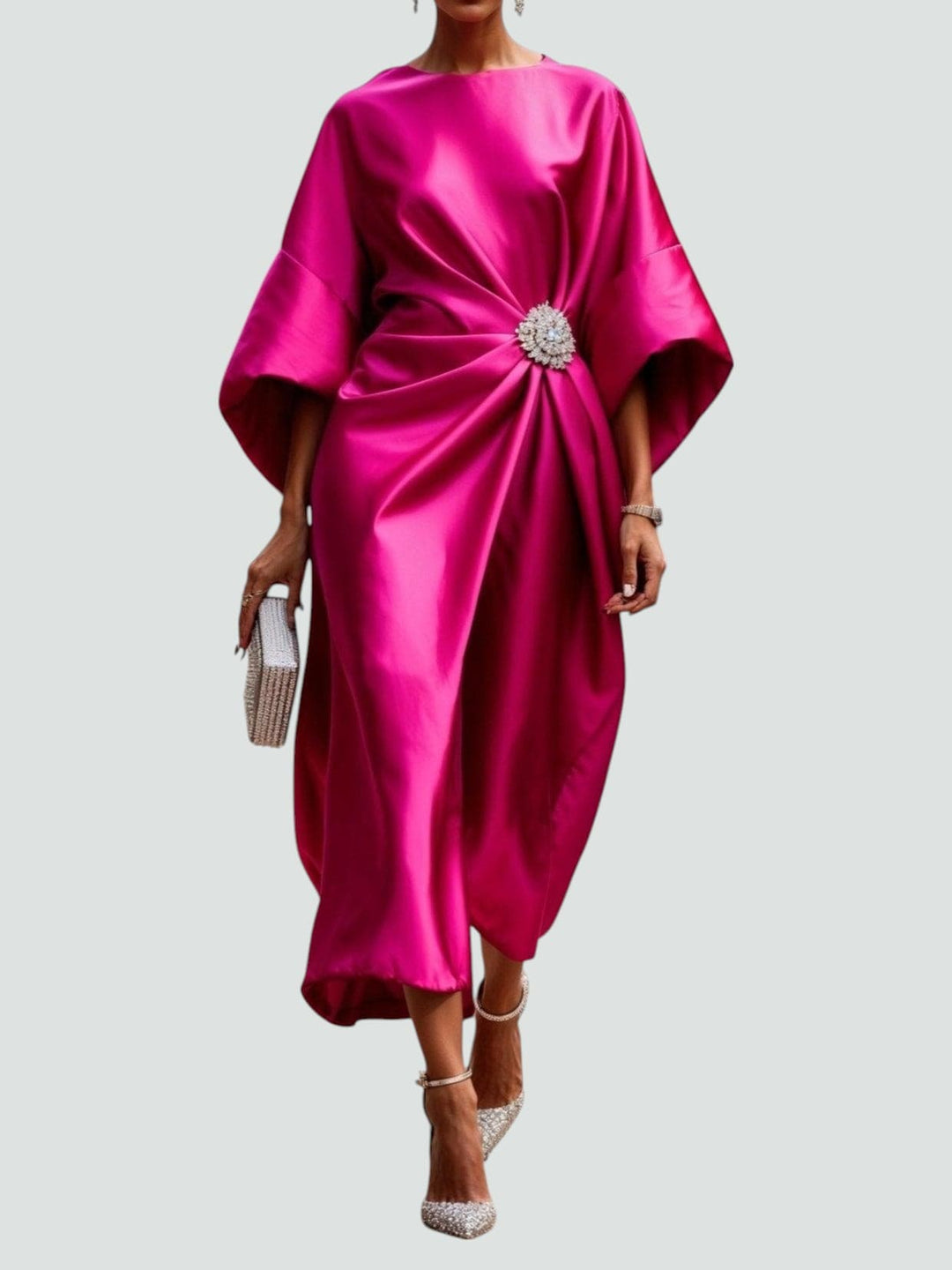 Dam Klänning | Lång Satin | Elegant | Sommar