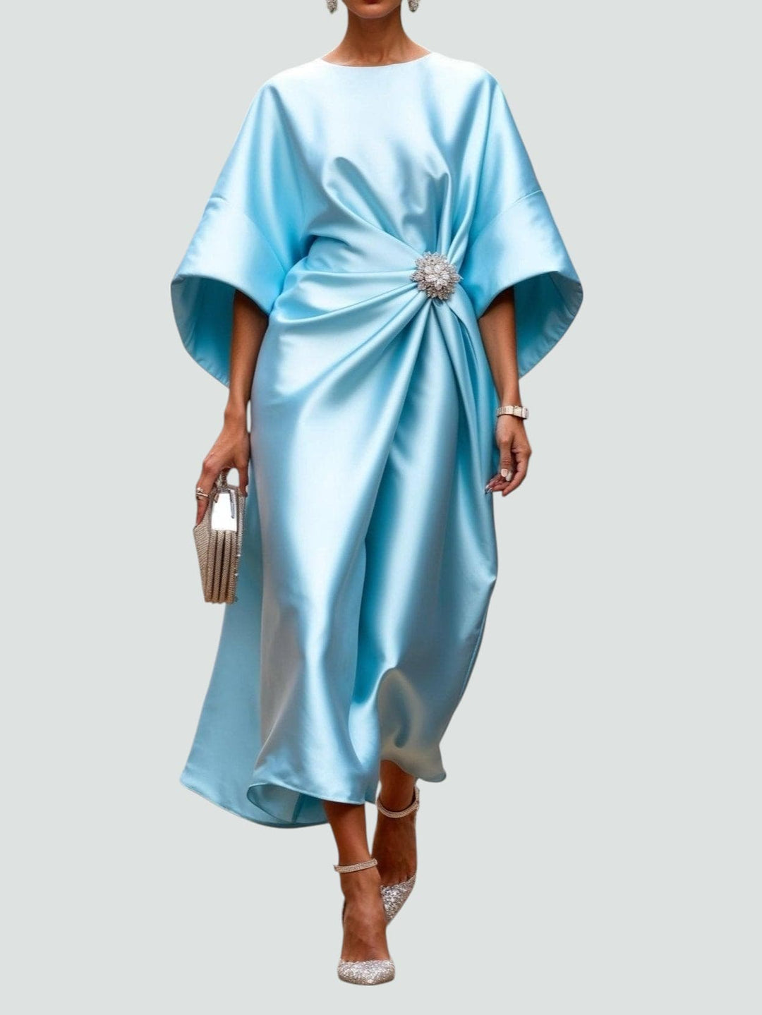 Dam Klänning | Lång Satin | Elegant | Sommar