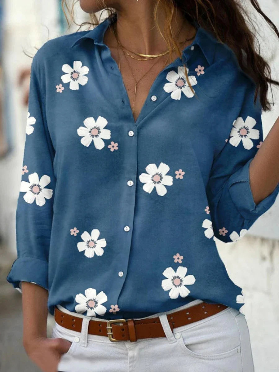 Dam Blus | Knappar | Blommönster | Sommar