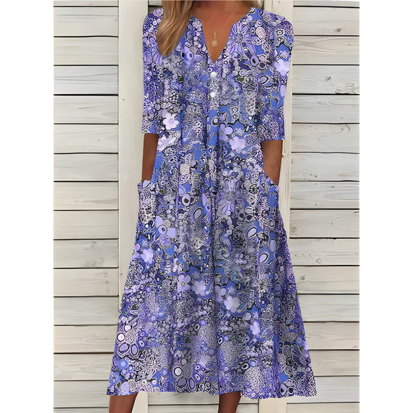 Dam Klänning med Blommönster | Lätt & Smickrande Passform | Elegant & Luftig | Polyester