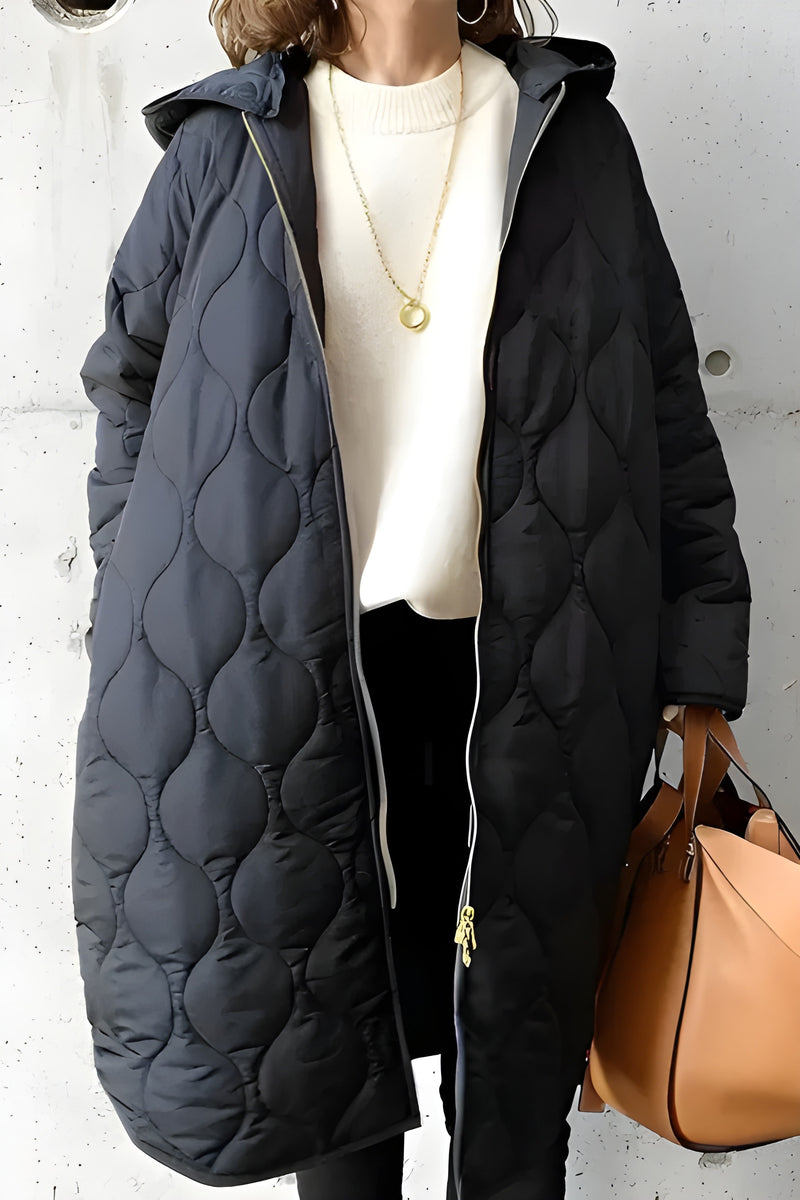Vinterjacka Dam | Lång Parkas med Huva | Varm Vadderad Jacka | Casual Stil