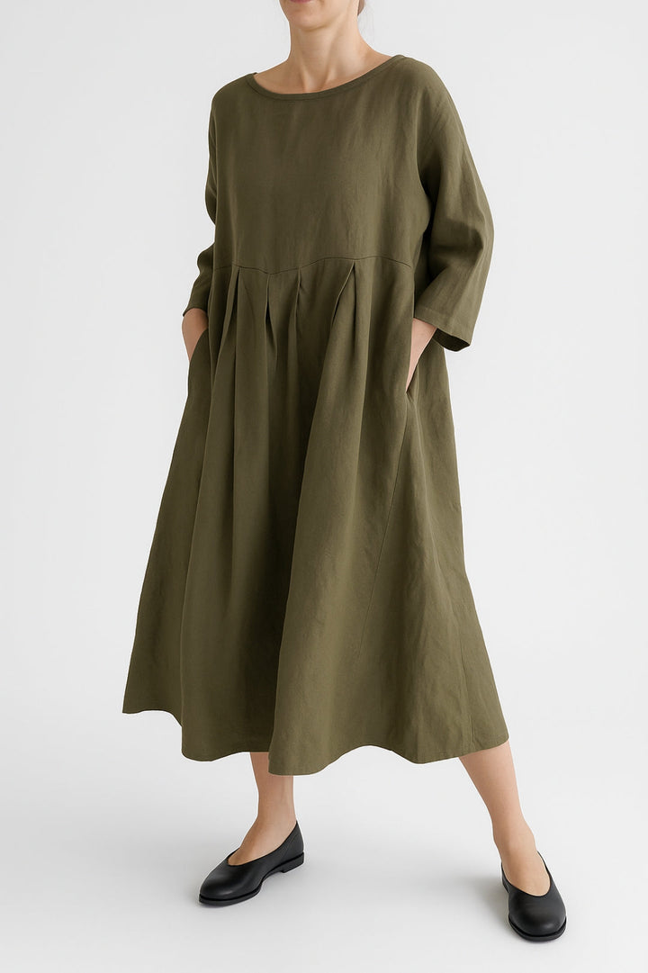 Dam Klänning | Oversized | Rund Hals 3/4 Ärm | Sommar