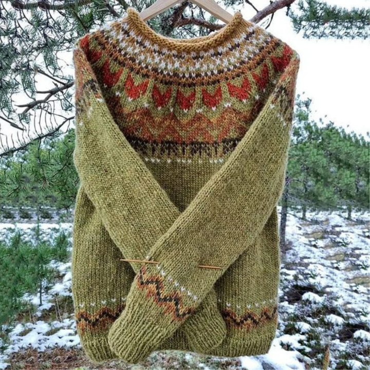 Stickad Tröja | Vintage Damtröja | Rundhalsad &amp; Tidlös Stil