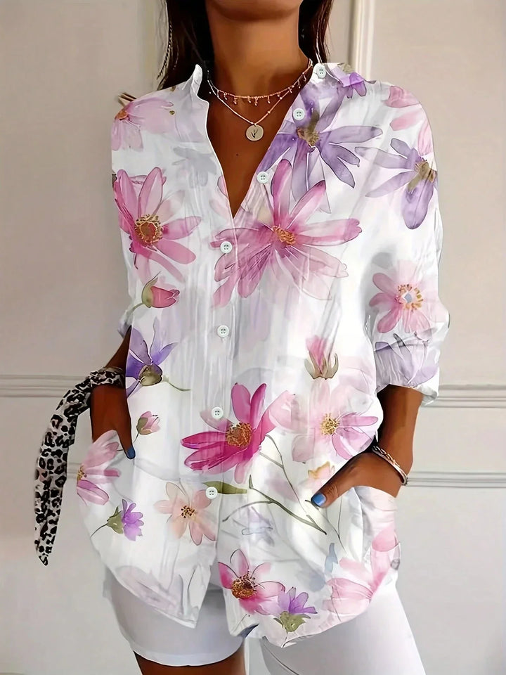 Dam Blus | Blommig | Långärmad | Sommar