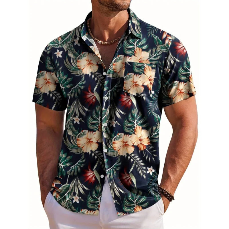 Herr Skjorta | Blommig | Kort ärm | Sommar