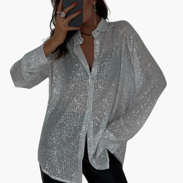 Dam Blus | Oversized | Med Knappar | Fest