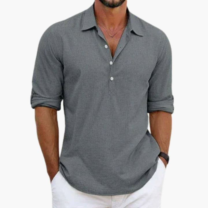 Herr Skjorta | Slim Fit | Med Knappar | Sommar