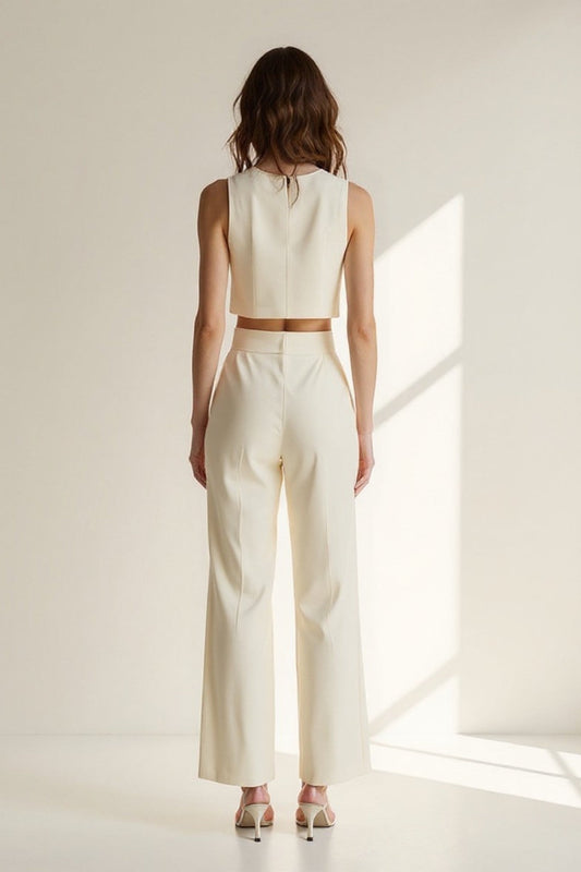 Dam Set | Ärmlös Design | Vida Byxor | Sommar