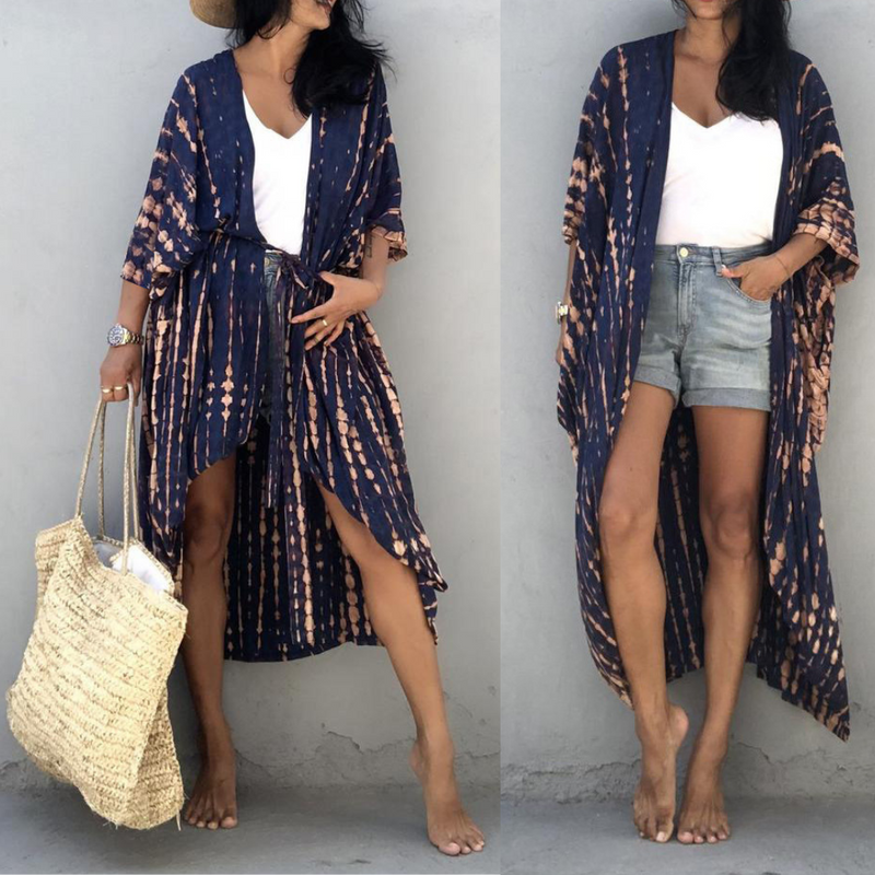 Strandkimono för kvinnor | virvlande cape | lätt och luftig | Sommar