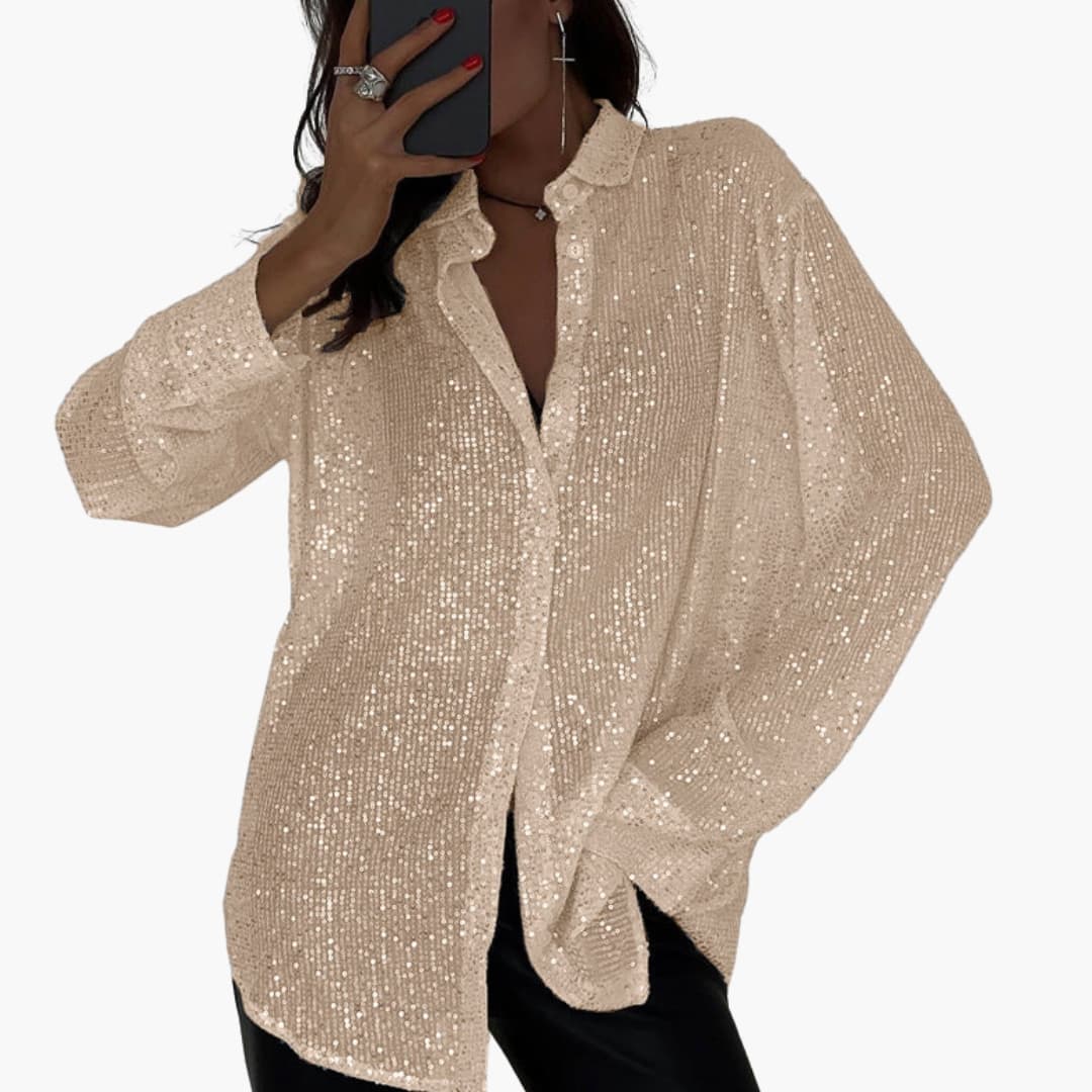 Dam Blus | Oversized | Med Knappar | Fest