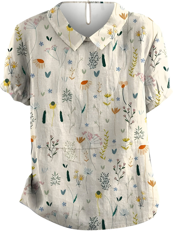 Blus Dam | Blommigt Sommartryck & Luftig Passform | Mjukt Tyg & Pastellfärger | Polyester