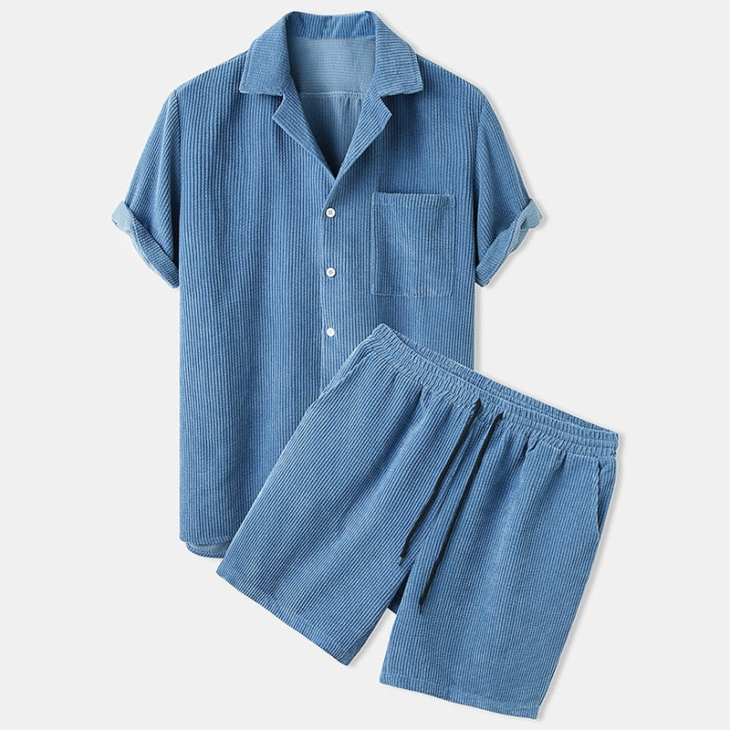 Herr Set | Oversized | Kort Ärm Med Knappar | Sommar