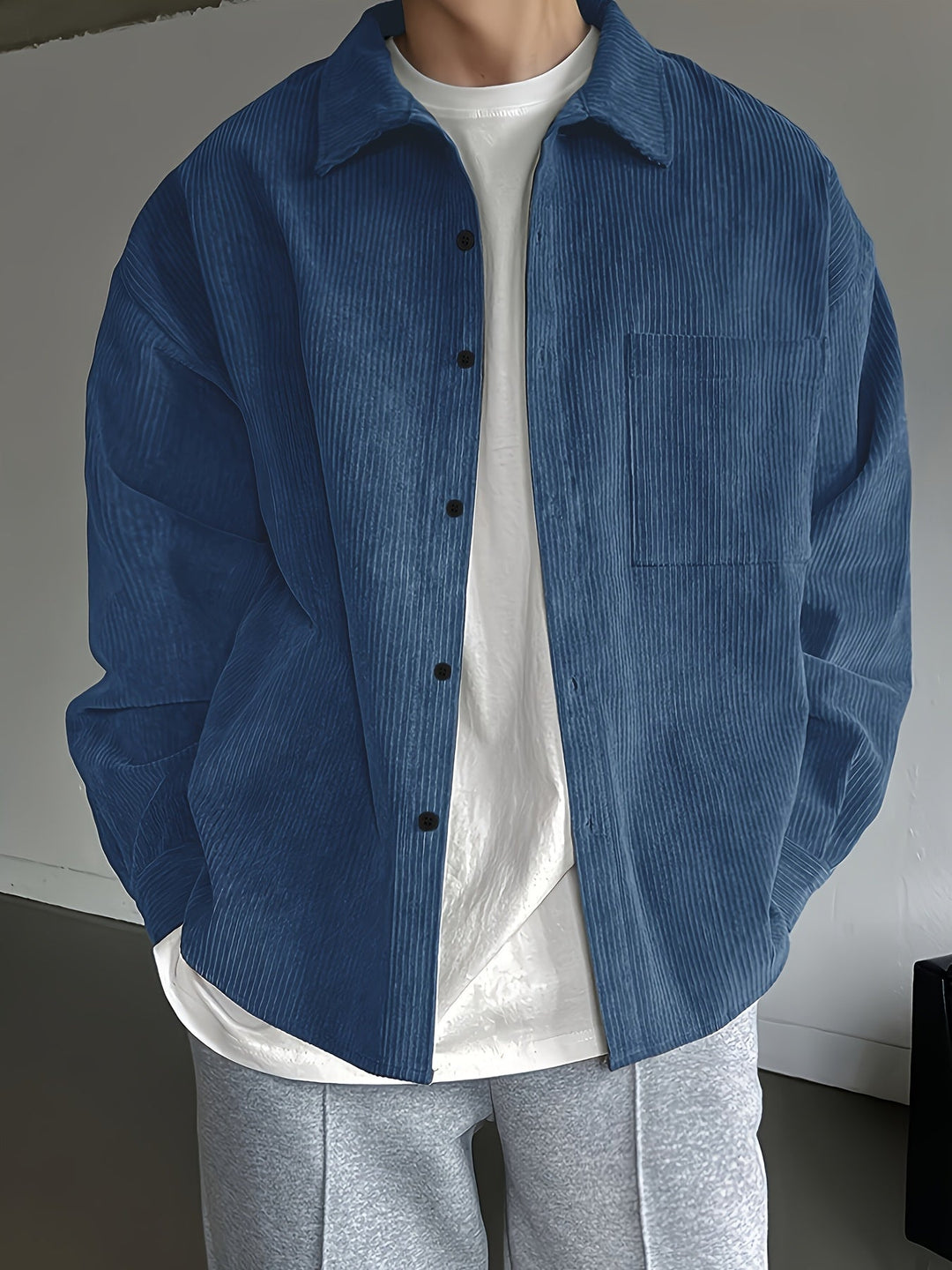 Herr Skjorta | Oversized | Med Knappar | Sommar