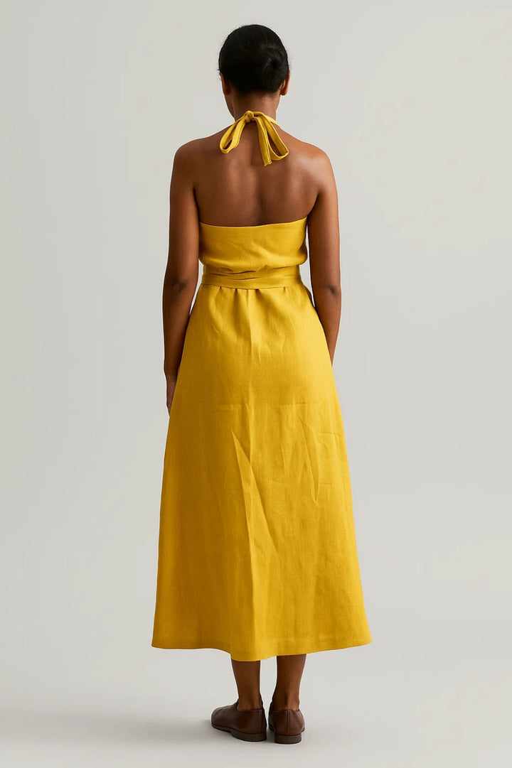Dam Klänning | Elegant | Halterneck Met Strikband | Sommar