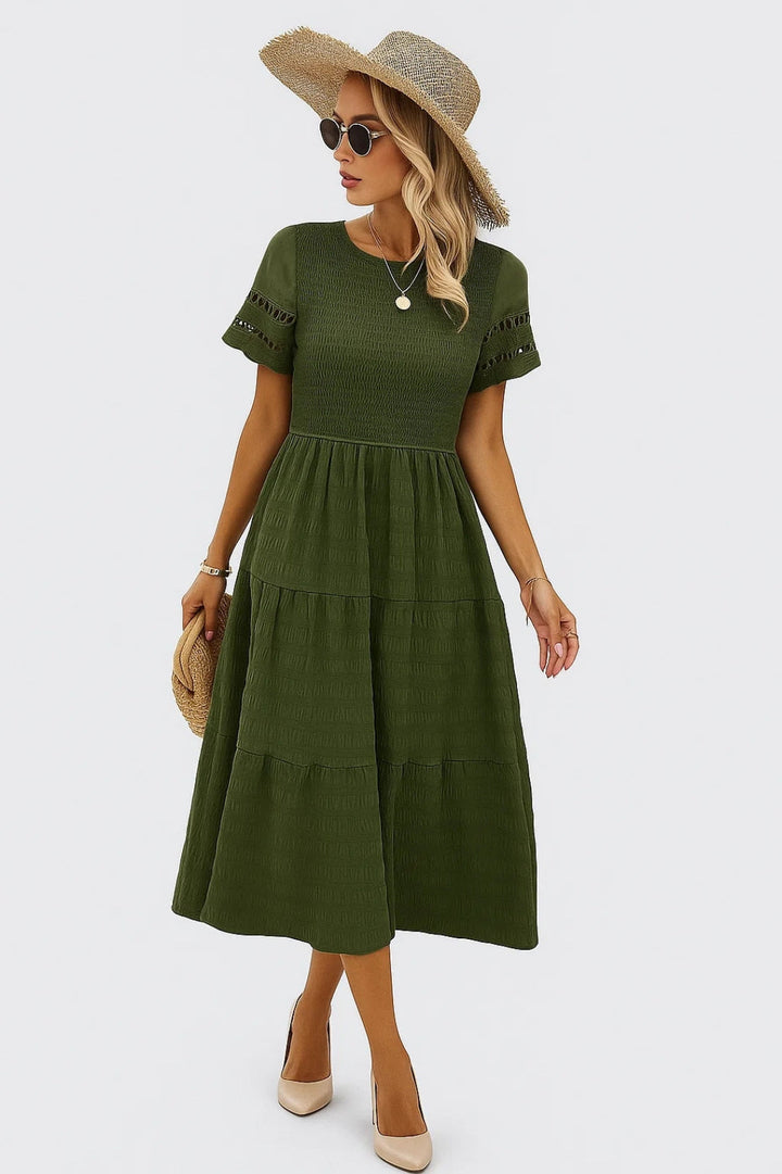Dam Klänning | Elegant Getailleerd | Korte Mouw | Sommar